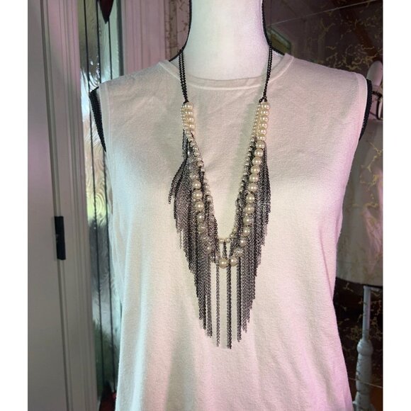 INC International Concept Pearl And Chain Necklace - Picture 1 of 10